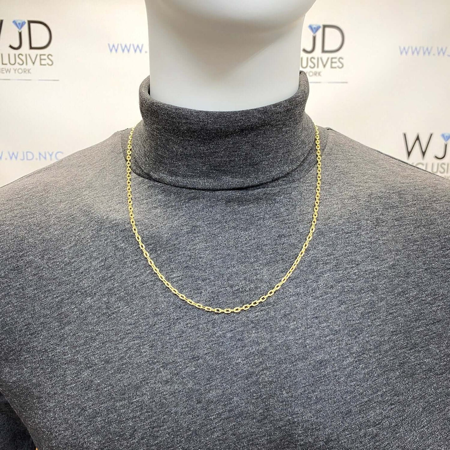 14K Yellow Gold 3mm Hollow Diamond Cut Oval Cable Chain 20" 22" 24" 26"