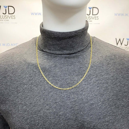 14K Yellow Gold 3mm Hollow Diamond Cut Oval Cable Chain 20" 22" 24" 26"
