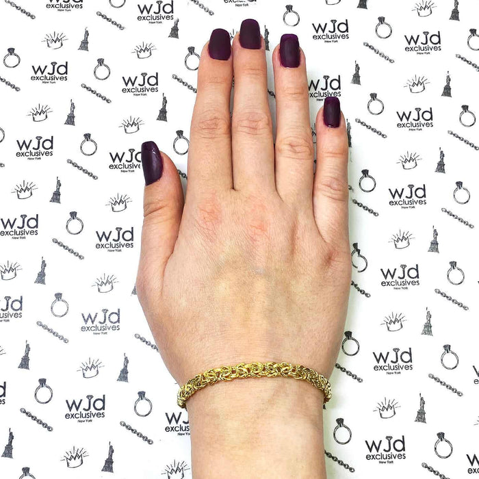 14K Yellow Gold 6mm Byzantine Bracelet (Hollow) 7.5"-8"