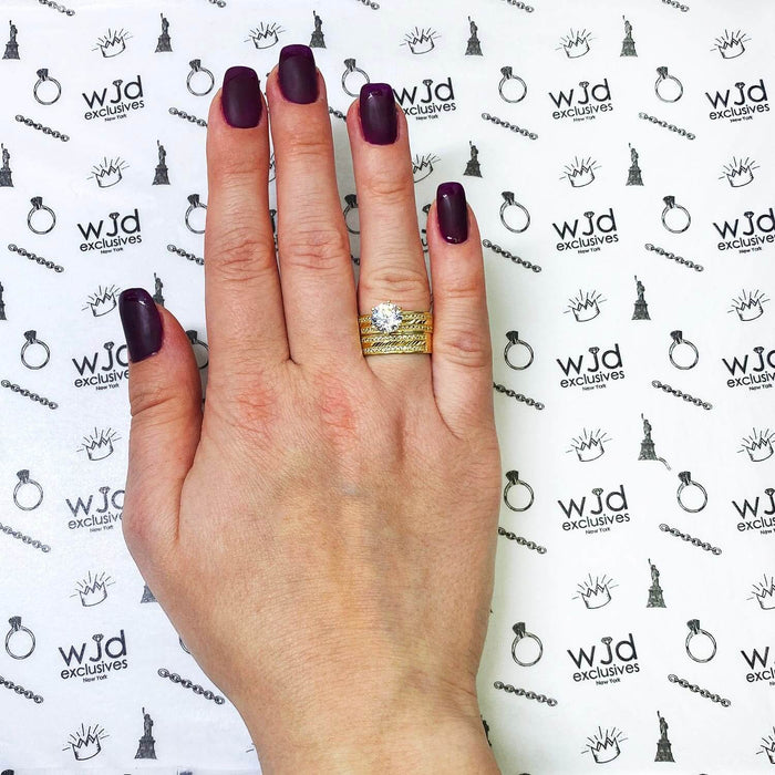 14K Gold 3CTW CZ Engagement Rings Wedding Band His & Hers Set