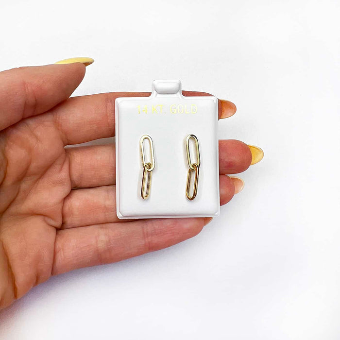 14K Yellow Gold 5mm Paperclip Earrings 25mm - 45mm - WJD Exclusives