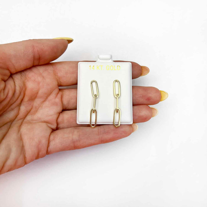 14K Yellow Gold 5mm Paperclip Earrings 25mm - 45mm - WJD Exclusives