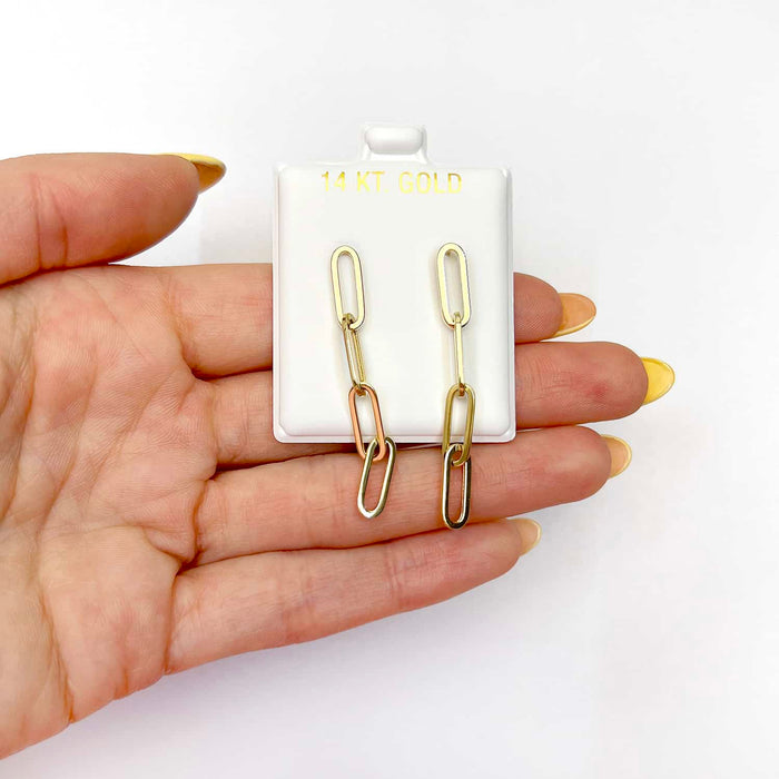 14K Yellow Gold 5mm Paperclip Earrings 25mm - 45mm - WJD Exclusives