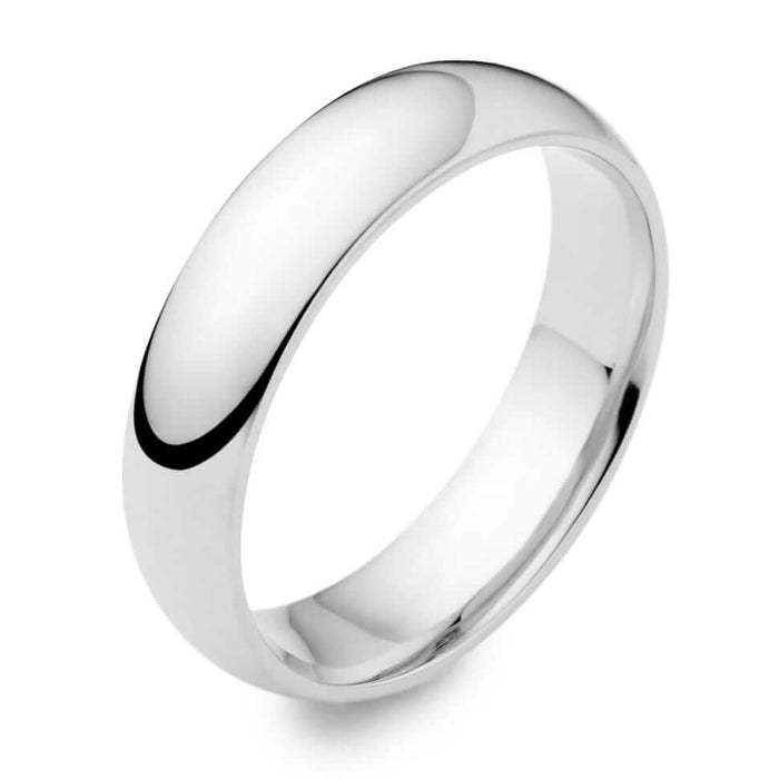 Solid 14K Gold White 4mm Classic Wedding Band Ring