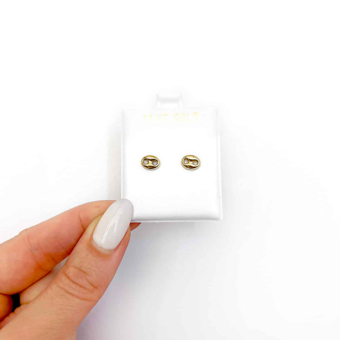 14K Yellow Gold Puffed Mariner Button Stud Earrings 5.5mm - WJD Exclusives