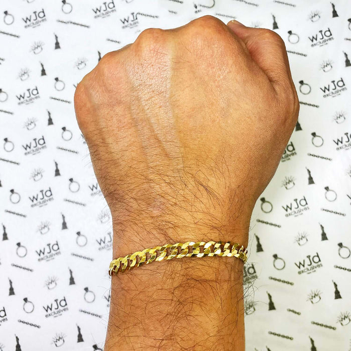 18K Yellow Gold Over Sterling Silver 6.5mm Cuban Bracelet (Solid Links) 7"-9"