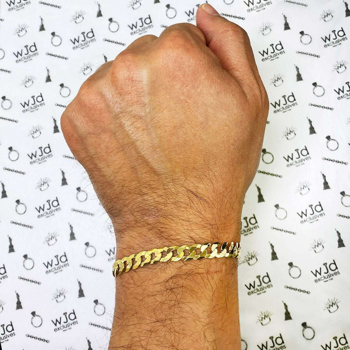 Yellow Gold Over Silver 7.2mm Cuban Bracelet (Solid Links) 7"-9.2"