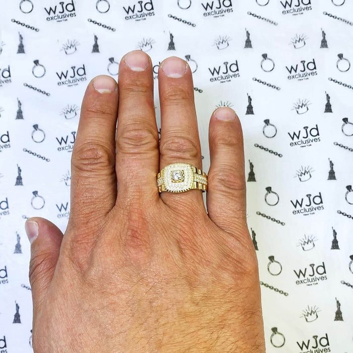 Solid 10K Gold Yellow CZ Jubilee Ring
