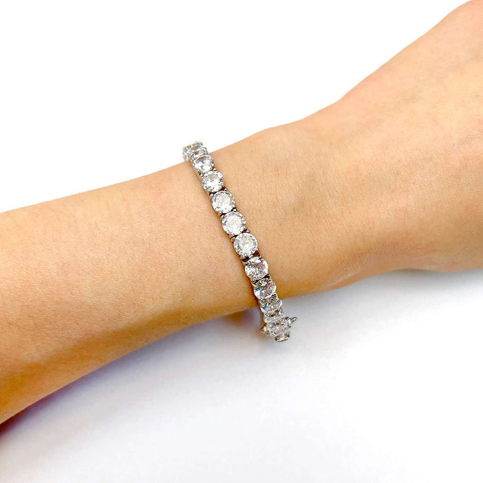 30CT CZ 14K White Gold Over Sterling Silver Tennis Bracelet 6.5"-8"