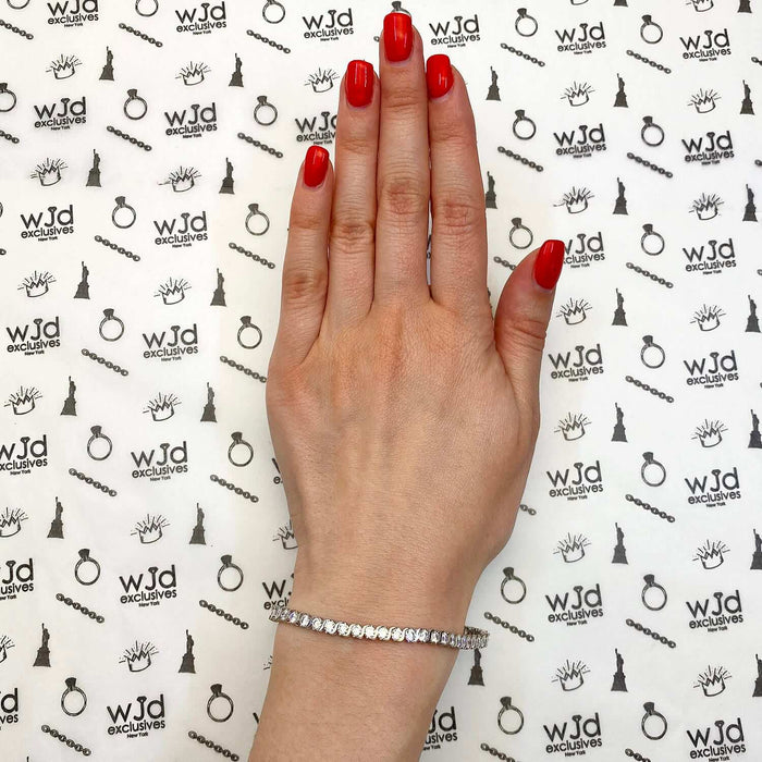 14K Yellow Gold 5.5CT CZ Round S-Link Tennis Bracelet 7.5"