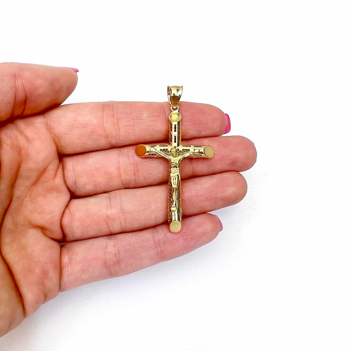 14K Yellow Gold Jesus Crucifix Cross Pendant 2"-2.8"