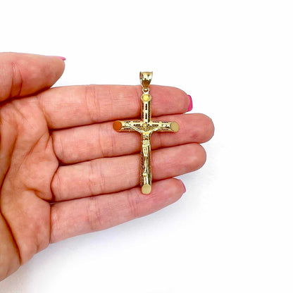 14K Yellow Gold Jesus Crucifix Cross Pendant 2"-2.8"