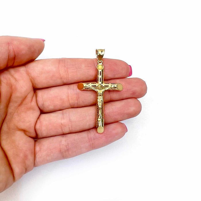 14K Yellow Gold Jesus Crucifix Cross Pendant 2" - 2.8" - WJD Exclusives