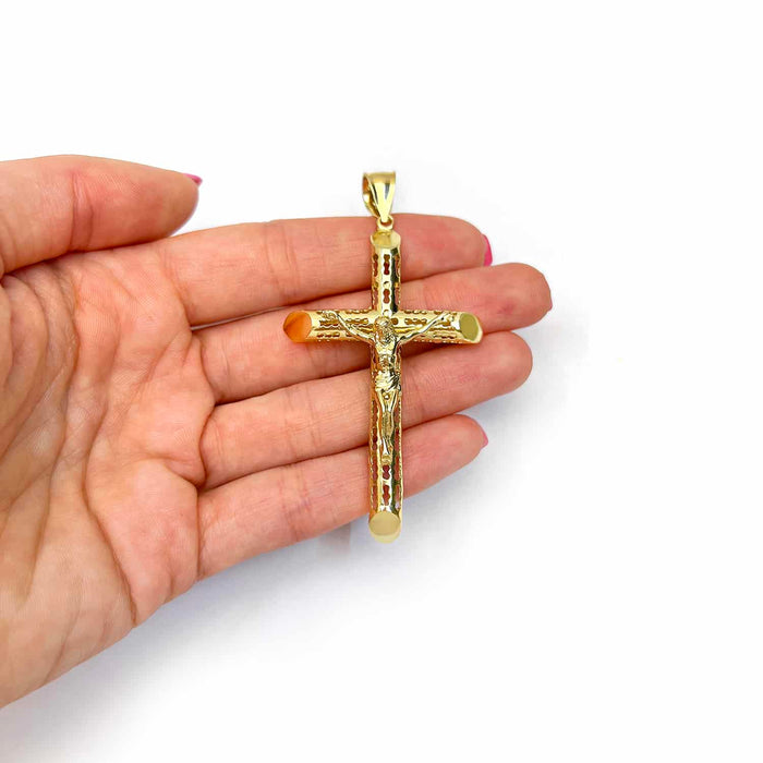 14K Yellow Gold Jesus Crucifix Cross Pendant 2" - 2.8" - WJD Exclusives