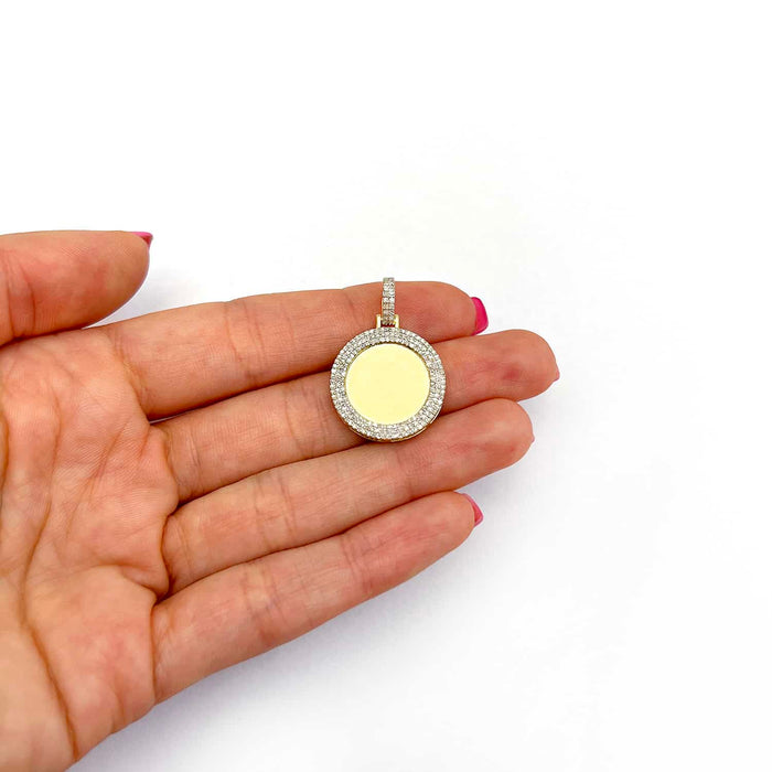 Natural Diamond Pave 10K Gold Picture Frame Memory Pendant 1.1" - 1.8" - WJD Exclusives