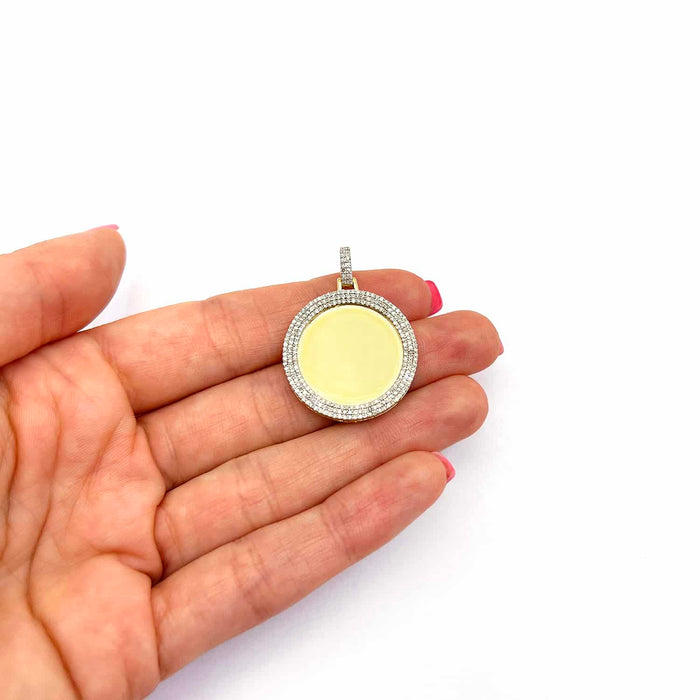 Natural Diamond Pave 10K Gold Picture Frame Memory Pendant 1.1" - 1.8" - WJD Exclusives