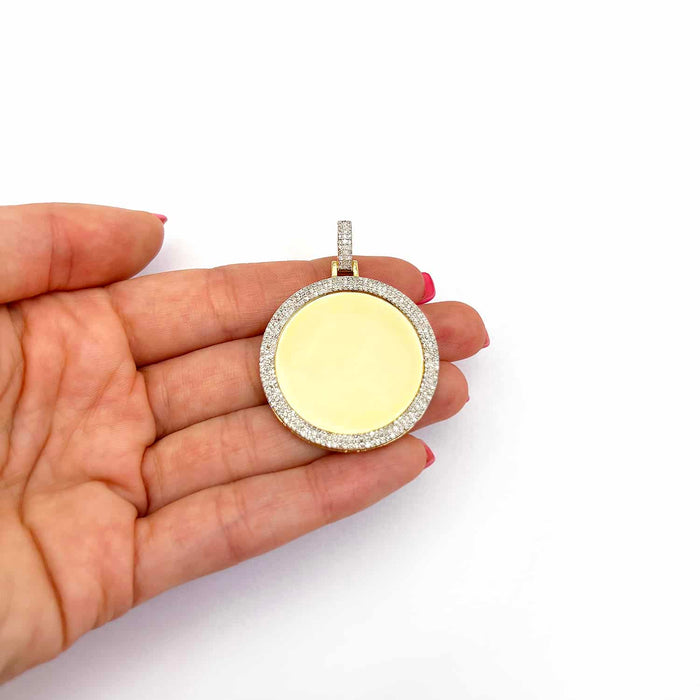 Natural Diamond Pave 10K Gold Picture Frame Memory Pendant 1.1" - 1.8" - WJD Exclusives