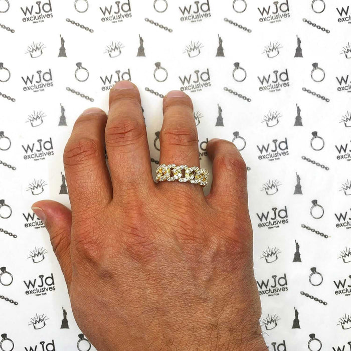 14K Yellow Gold 2CTW CZ 8mm Cuban Ring