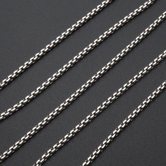 925 Sterling Silver 2.5mm Solid Round Box Chain Necklace 24"