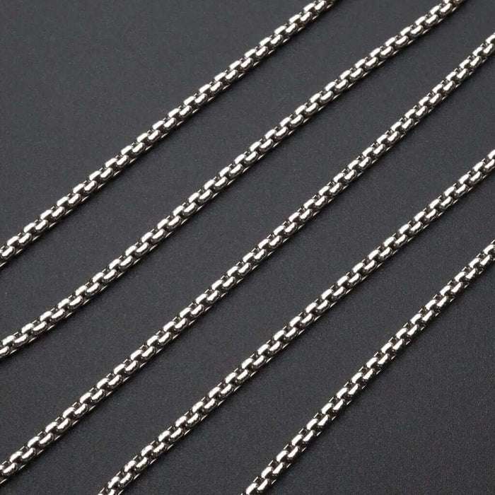 Sterling Silver 2.5mm Round Box Chain (Solid Links) 24"
