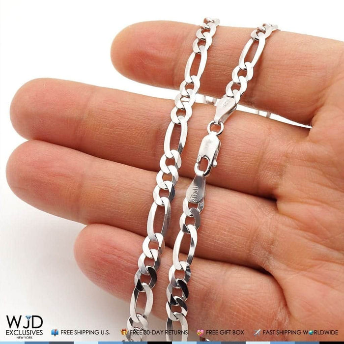 925 Sterling Silver 5.5mm Figaro Chain Necklace