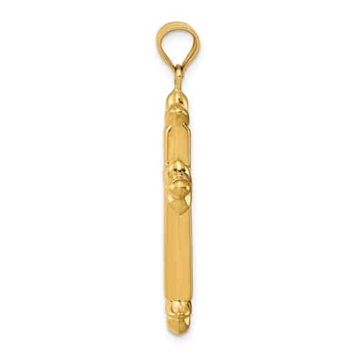 14K Gold Diamond - Cut Double Sided Reversible Cross Pendant 1.54" - WJD Exclusives