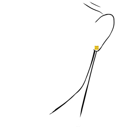 14K Yellow Gold 2Ct Princess November Birthstone Created Citrine Stud Earrings