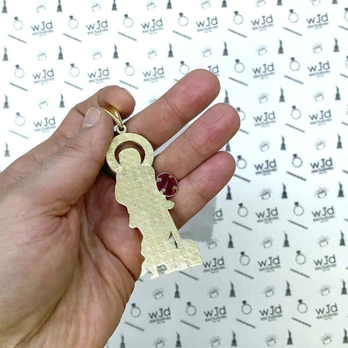 10K Yellow Gold White Zirconia And Red Ruby Saint Lazare Pendant