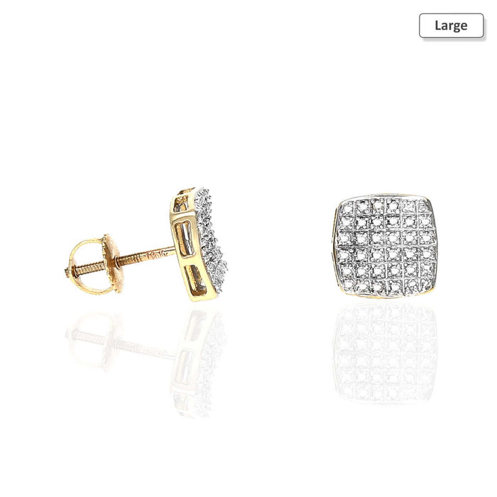 Natural Diamond 10K Yellow Gold Pave Stud Earrings