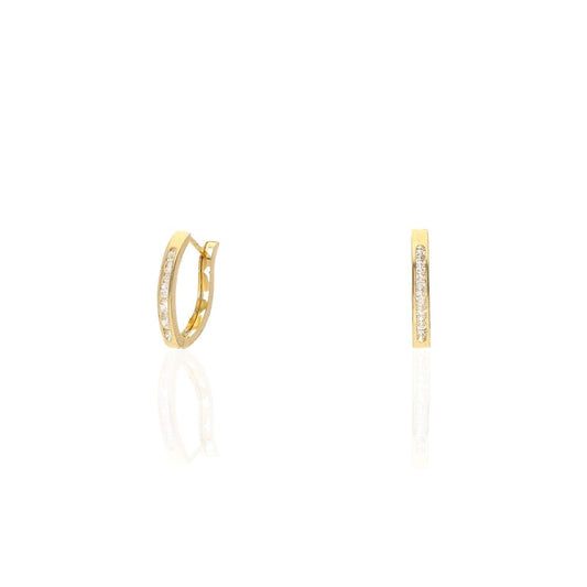 14 Yellow Gold CZ Channel Latch Earrings