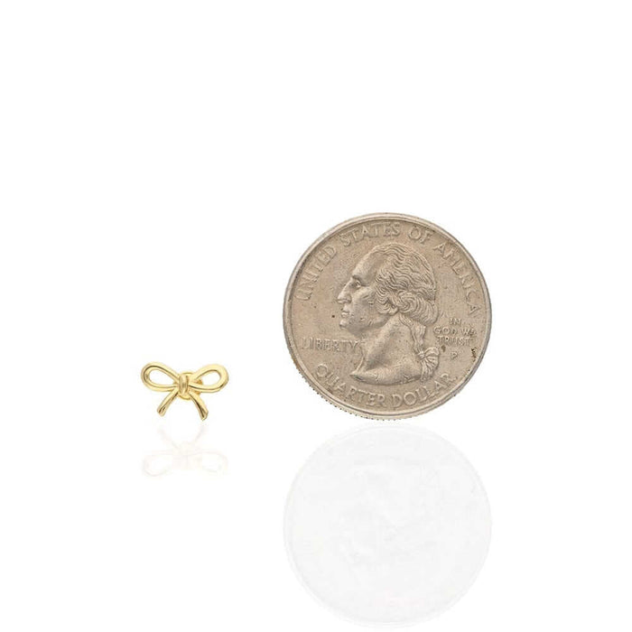 14k Yellow Gold Bow Tie Screw Back Stud Kid Earrings