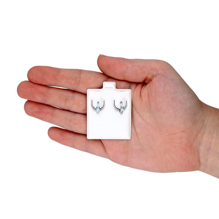 925 Sterling Silver Simulated Fire Opal Huggie Hoop Earrings 0.5"