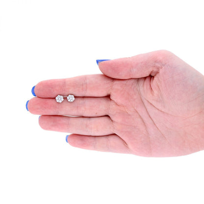 0.42Ct Round Lab-Grown Moissanite 14k White Gold Push Back Cluster Stud Earrings