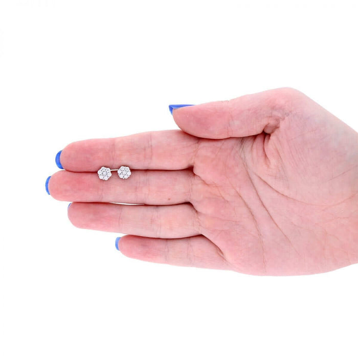 0.42Ct Round Lab-Grown Moissanite 14k White Gold Push Back Cluster Stud Earrings