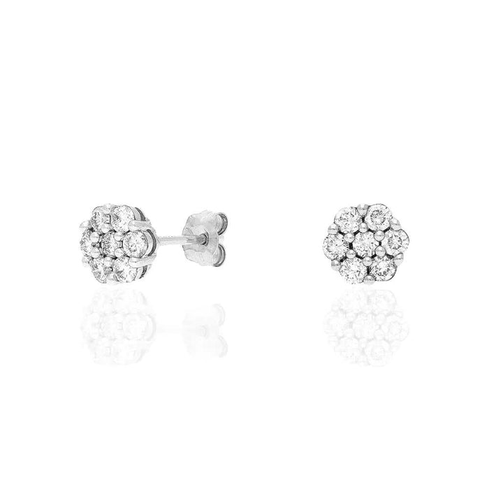 0.42Ct Round Lab-Grown Moissanite 14k White Gold Push Back Cluster Stud Earrings