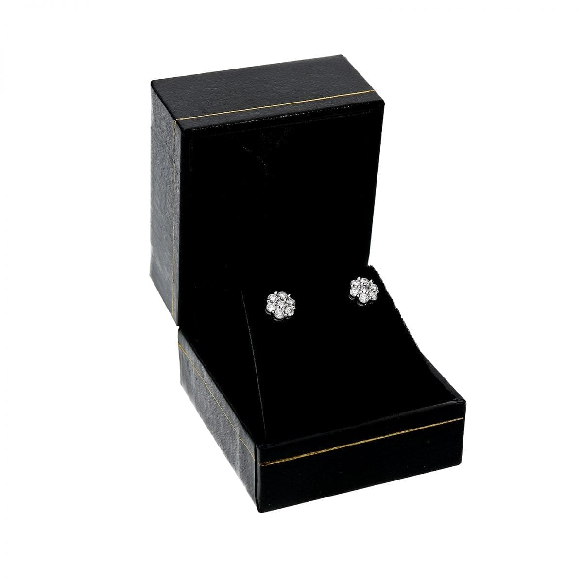 0.42Ct Round Lab-Grown Moissanite 14k White Gold Push Back Cluster Stud Earrings