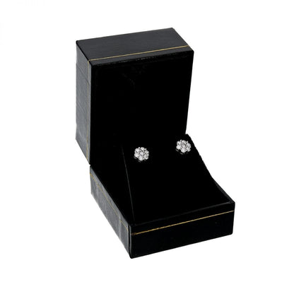 0.42Ct Round Lab-Grown Moissanite 14k White Gold Push Back Cluster Stud Earrings