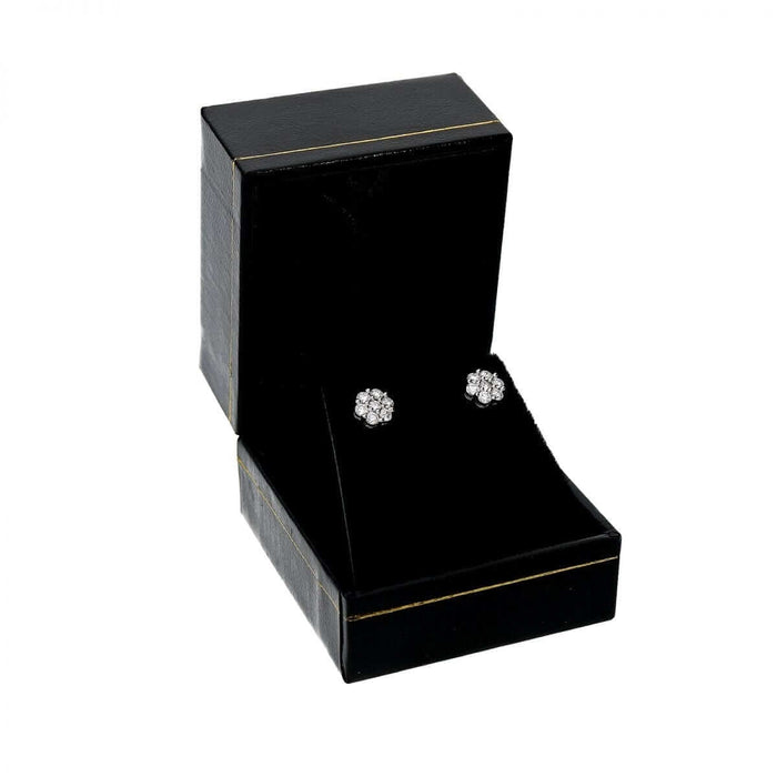 0.42Ct Round Lab-Grown Moissanite 14k White Gold Push Back Cluster Stud Earrings