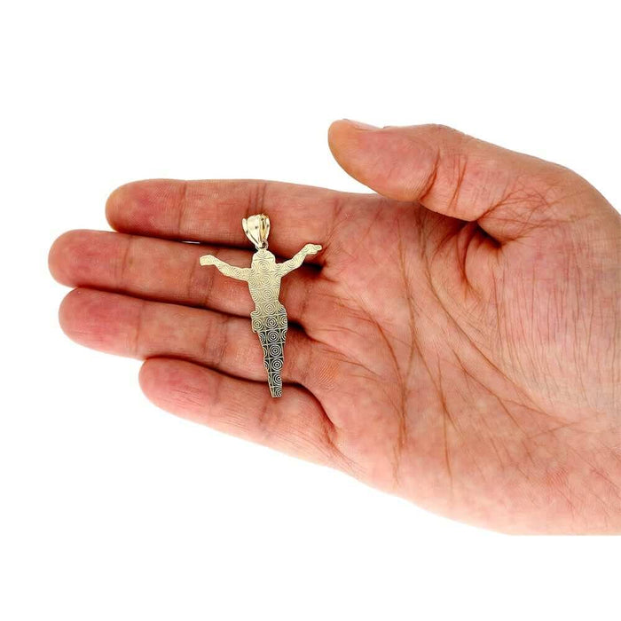 10K Gold Two-Tone Yellow White Gold Jesus Crucifix Pendant 1.57"-3.62"