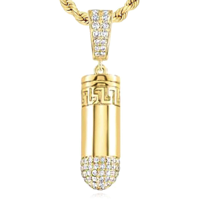 0.60CTW Natural Diamond 10K Yellow Gold Bullet Pendant 1.4" - WJD Exclusives