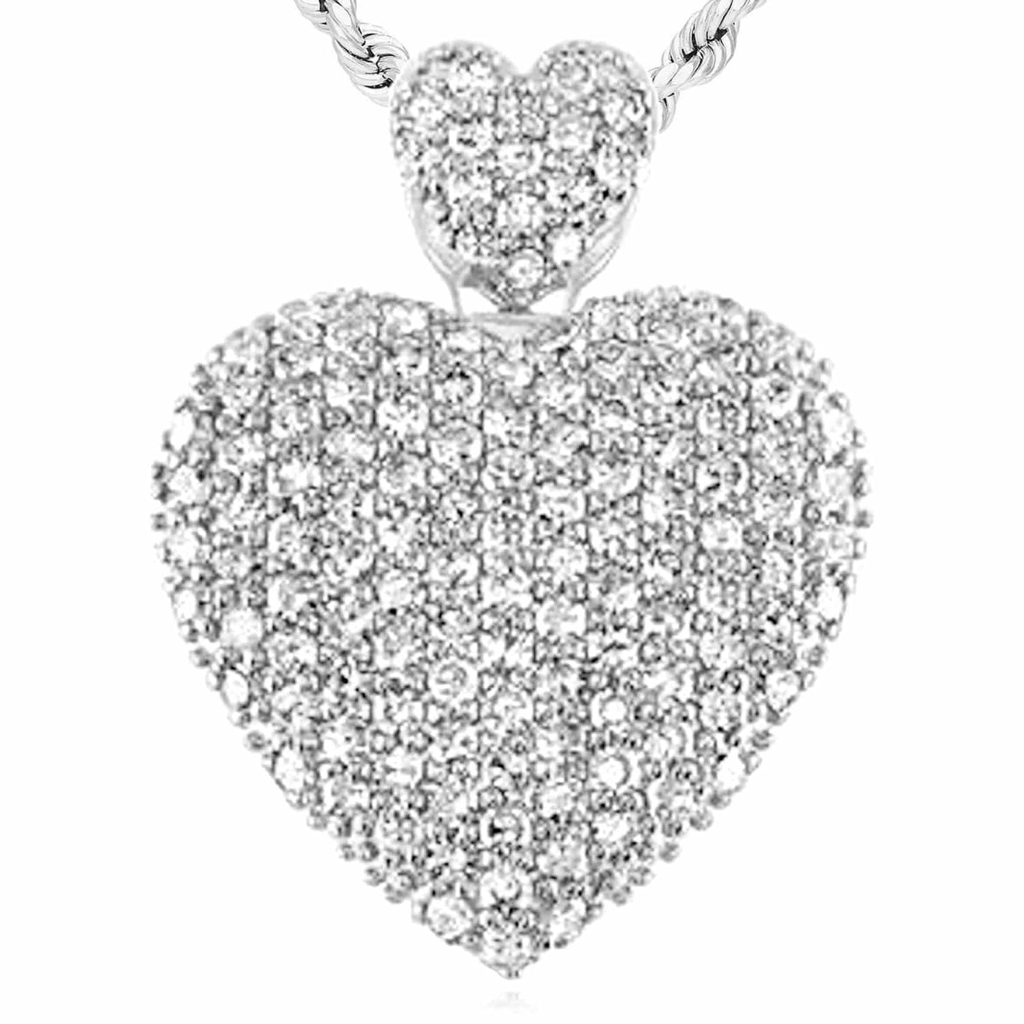 0.75CTW Real Diamond 10K Gold Yellow White Rose Pave Heart Pendant 0.8"