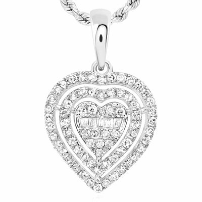 0.35CTW Natural Diamond 10K Gold White Yellow Heart Pendant - WJD Exclusives