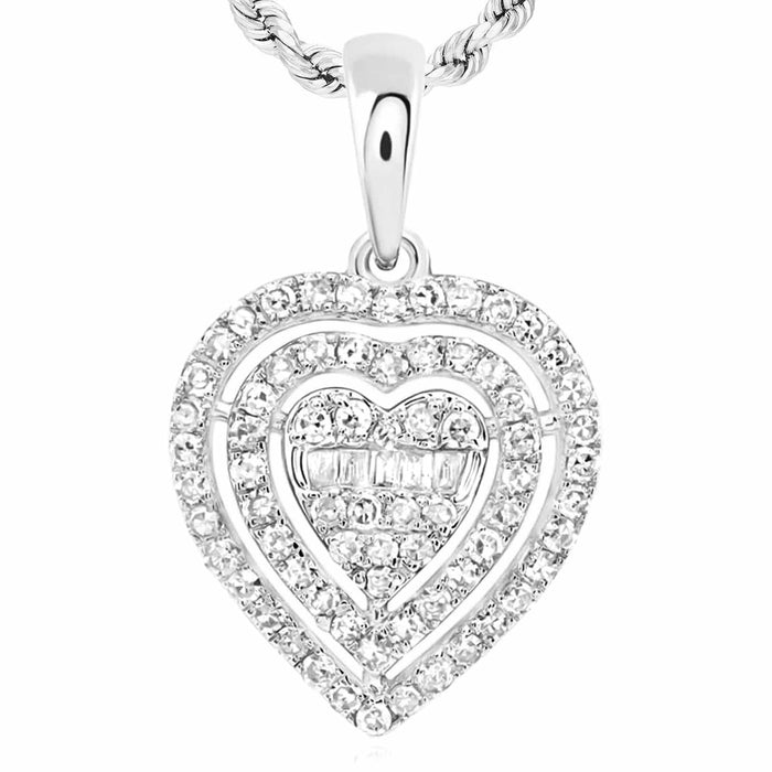 0.35CTW Natural Diamond 10K Gold White Yellow Heart Pendant - WJD Exclusives