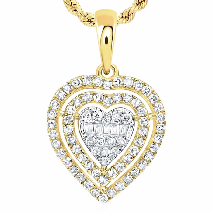 0.35CTW Natural Diamond 10K Gold White Yellow Heart Pendant - WJD Exclusives