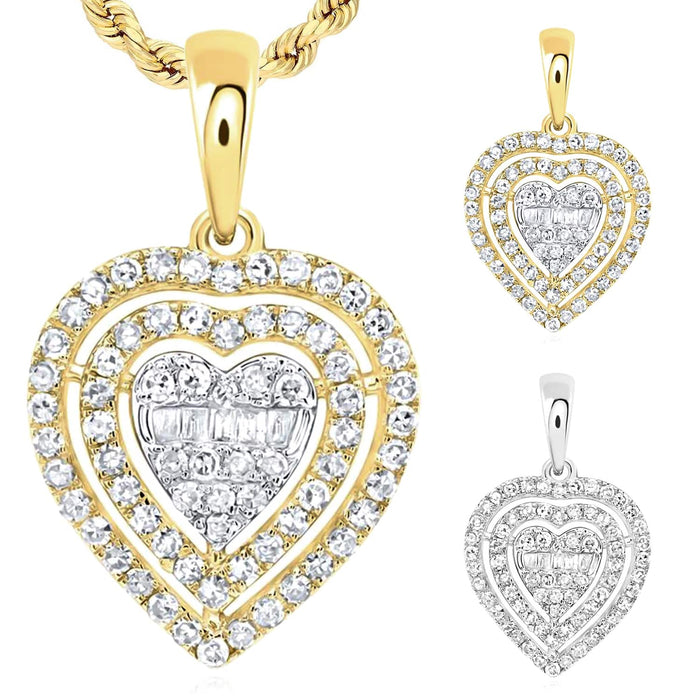 0.35CTW Natural Diamond 10K Gold White Yellow Heart Pendant - WJD Exclusives