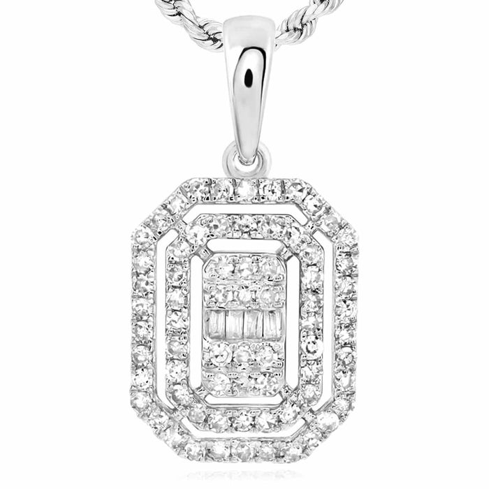 0.35CTW Natural Diamond 10K Gold White Yellow Emerald - Cut Pendant - WJD Exclusives