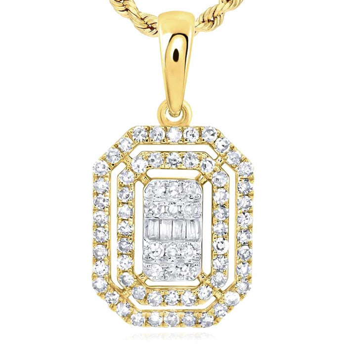 0.35CTW Natural Diamond 10K Gold White Yellow Emerald - Cut Pendant - WJD Exclusives