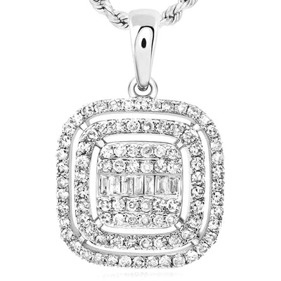 0.50CTW Natural Diamond 10K Gold White Yellow Double - Framed Rectangle Pendant - WJD Exclusives