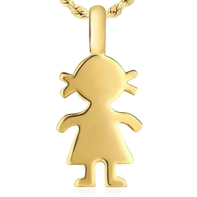 Kids& Mom's 14K Gold Girl Silhouette Pendant 0.4" - WJD Exclusives
