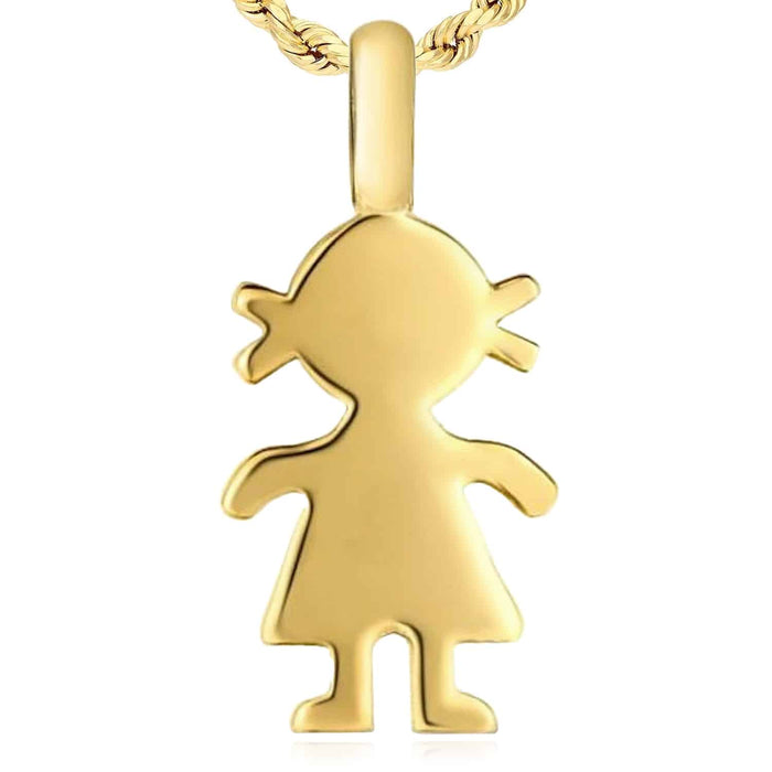 Kids& Mom's 14K Gold Girl Silhouette Pendant 0.4" - WJD Exclusives